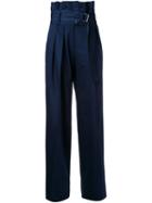 N Duo Belted High Waisted Trousers, Women's, Size: 38, Blue, Cotton/polyester/wool