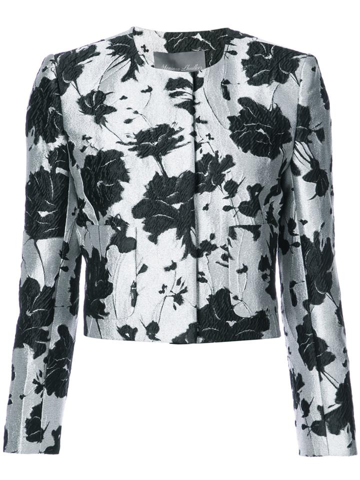 Monique Lhuillier Floral Cloque Jacquard Jacket - Grey