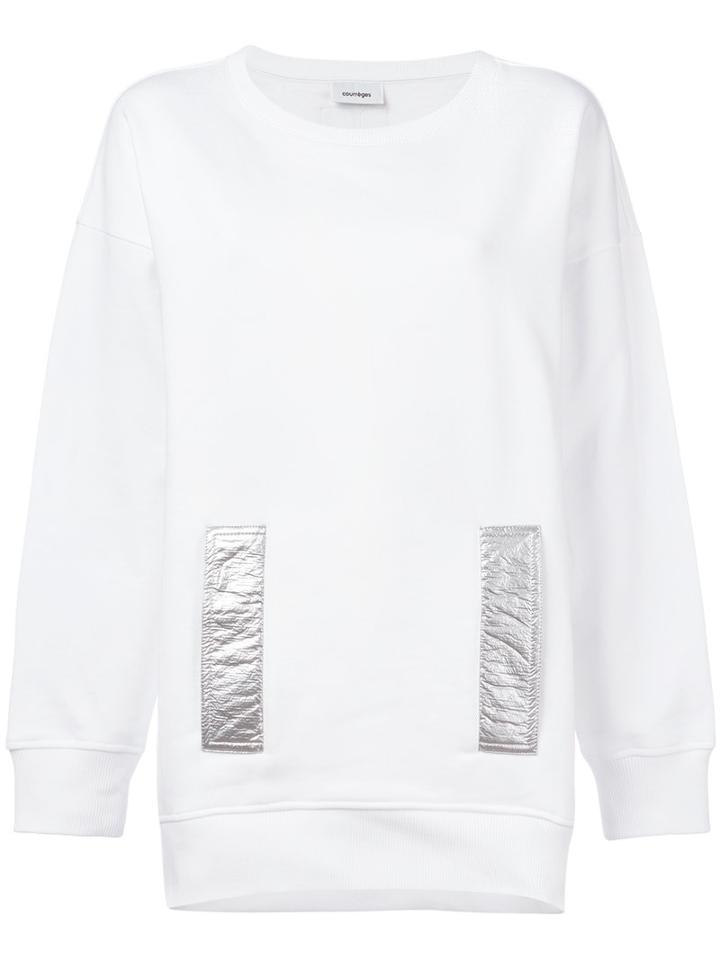 Courrèges Metallic Pocket Sweatshirt, Women's, Size: 1, White, Cotton