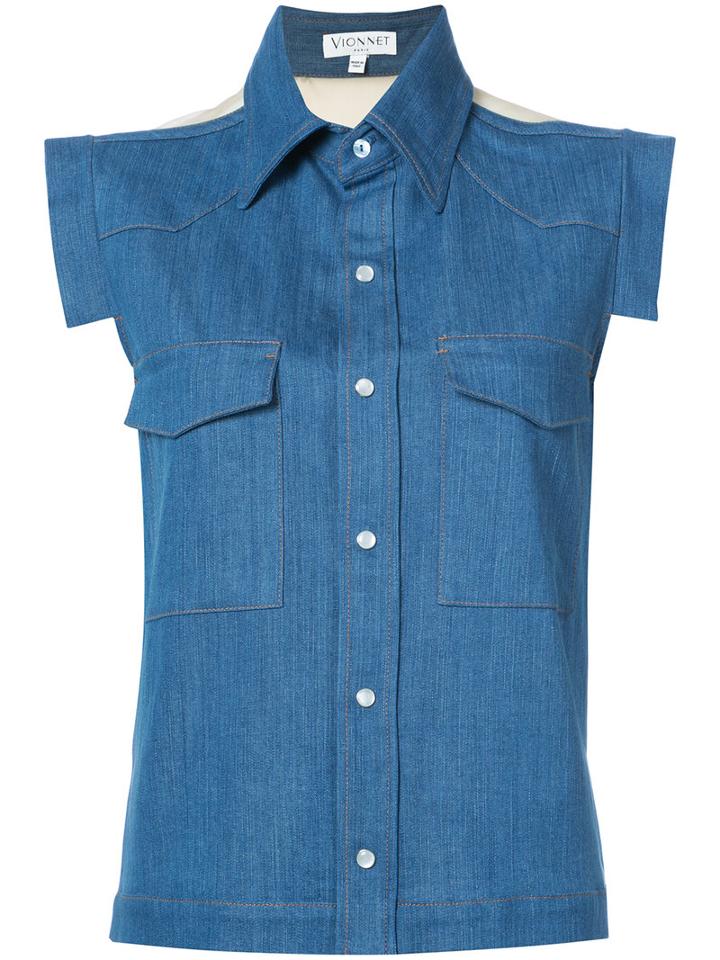 Vionnet - Sleeveless Denim Shirt - Women - Cotton/spandex/elastane - 40, Blue, Cotton/spandex/elastane