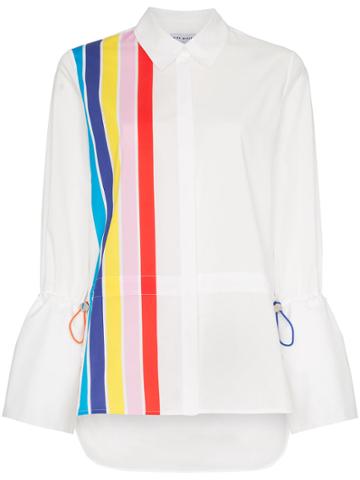 Mira Mikati Stripe Front Shirt With Drawstring Pulls - White