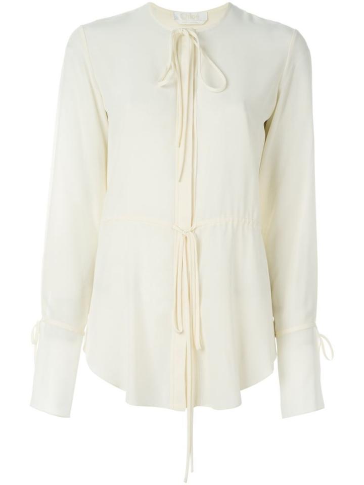 Chloé Drawstring Blouse, Women's, Size: 34, White, Silk