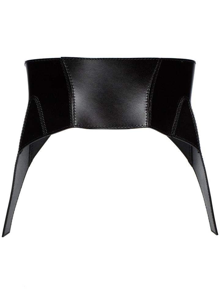 Alexander Mcqueen Zip Up Leather Corset Belt - Black