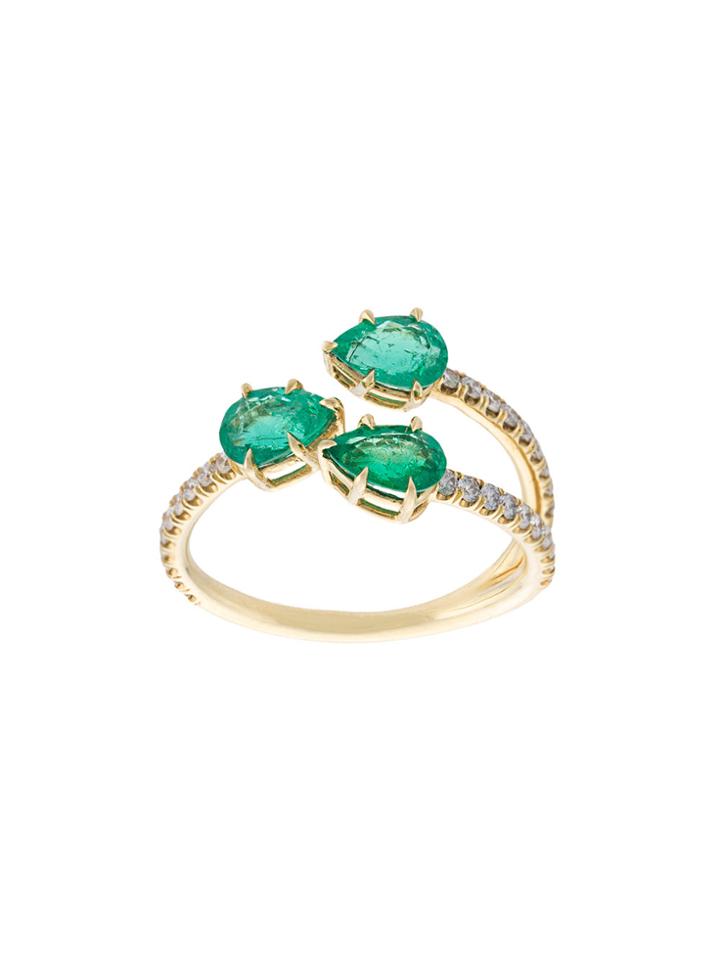Anita Ko Three-stone Claw Ring - Yellow & Orange