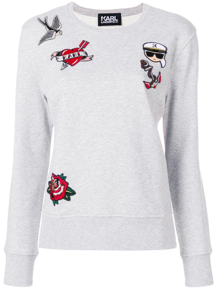 Karl Lagerfeld Embroiderd Patch Sweatshirt - Grey