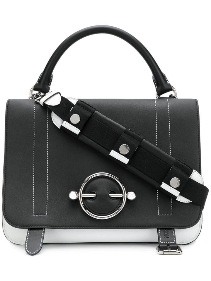 Jw Anderson Black & White Blue Large Disc Satchel