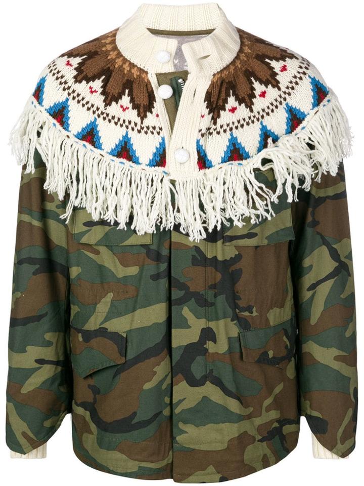 Sacai Contrast Camouflage Jacket - Green