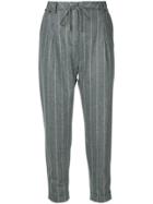 Eleventy Pinstripe Cropped Trousers - Grey
