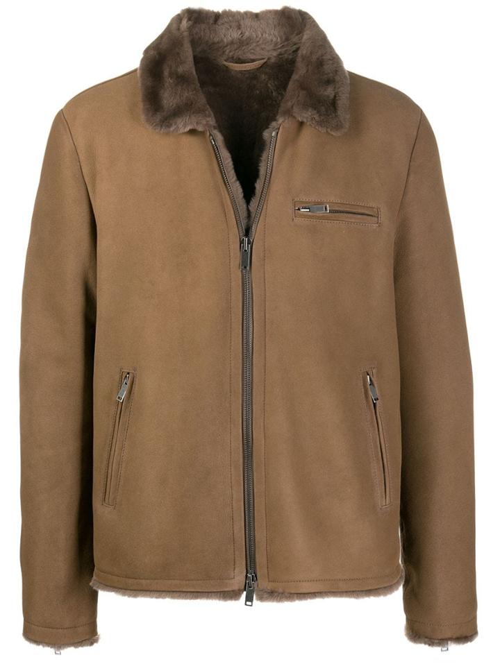 Desa 1972 Shearling Collar Zip-up Jacket - Brown