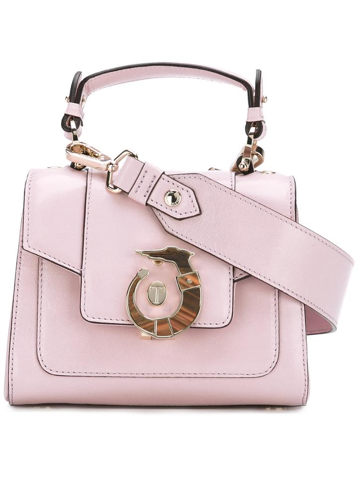 Trussardi Logo Plaque Cross-body Bag, Women's, Pink/purple, Lamb Skin/polyester