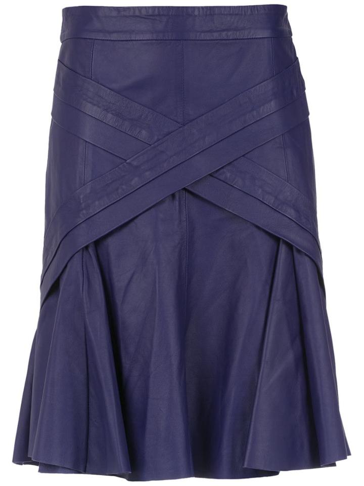 Clé Leather Skirt - Blue