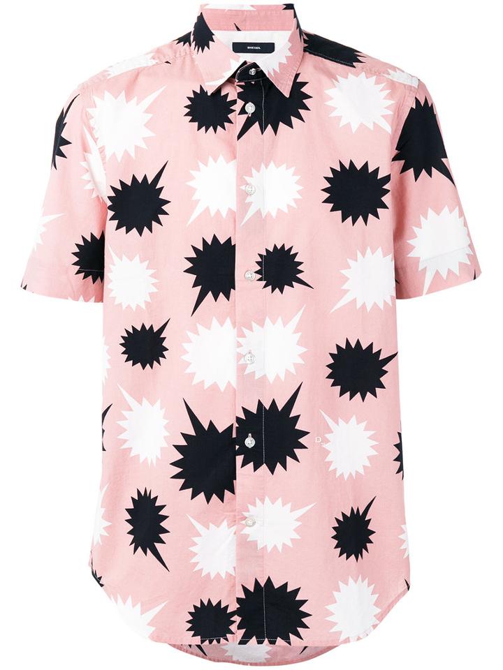 Diesel Speech Balloons Print Shirt, Men's, Size: Small, Pink/purple, Cotton