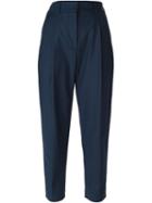 3.1 Phillip Lim Cropped Tailored Trousers, Women's, Size: 4, Blue, Cotton/polyamide/spandex/elastane/viscose