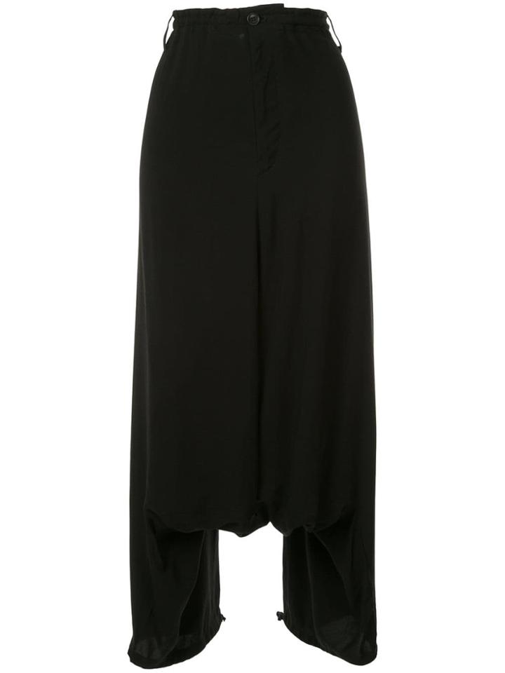 Yohji Yamamoto Dropped Crotch Cropped Trousers - Black