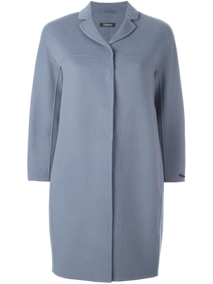 's Max Mara Small Lapel Coat, Women's, Size: 44, Blue, Virgin Wool