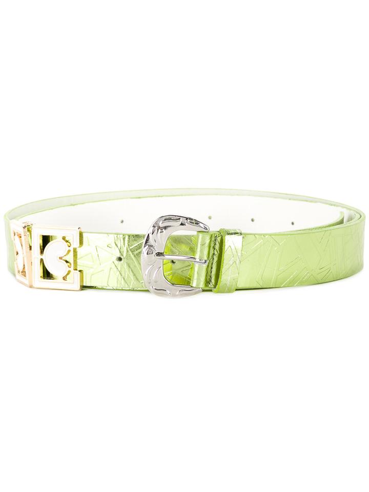 Textured Buckle Belt - Women - Synthetic Resin - 110, Green, Synthetic Resin, Mikio Sakabe