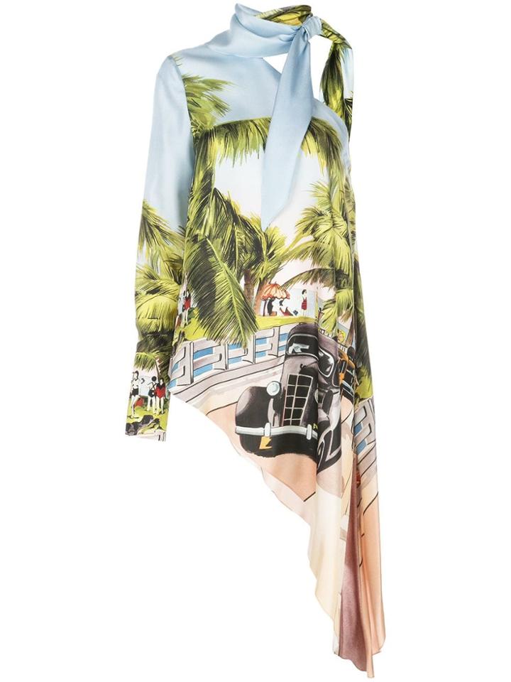 Monse Printed Asymmetric Blouse - Green