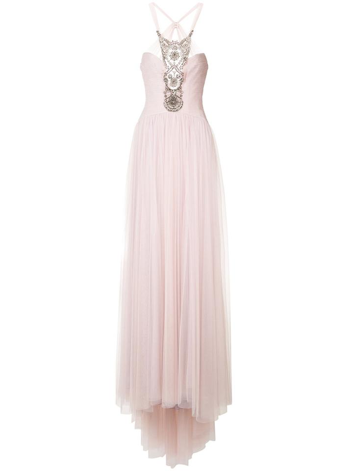 Monique Lhuillier - Beaded Front Gown - Women - Silk/cotton/nylon/polyester - 14, Pink/purple, Silk/cotton/nylon/polyester