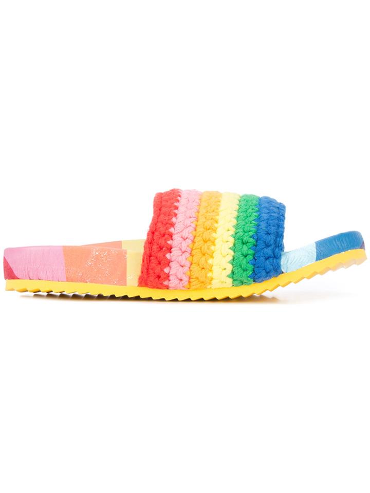 Mira Mikati Crochet Rainbow Slider Sandals - Multicolour
