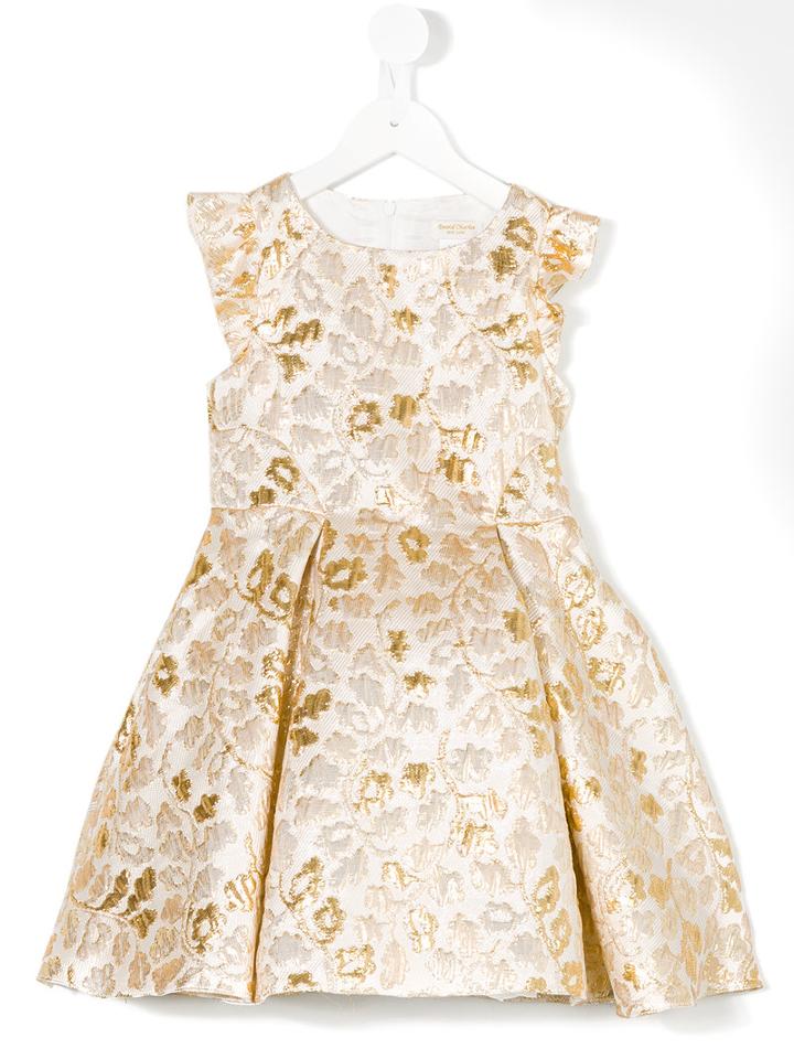 David Charles Kids - Floral Dress - Kids - Polyester/acetate - 4 Yrs, Nude/neutrals