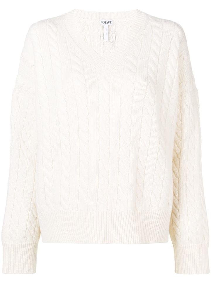 Loewe Cable Knit Sweater - White