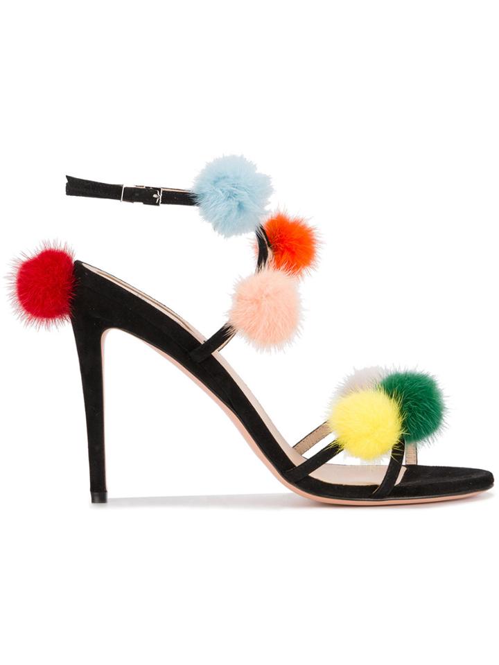 Fendi Pompom 130 Sandals - Black