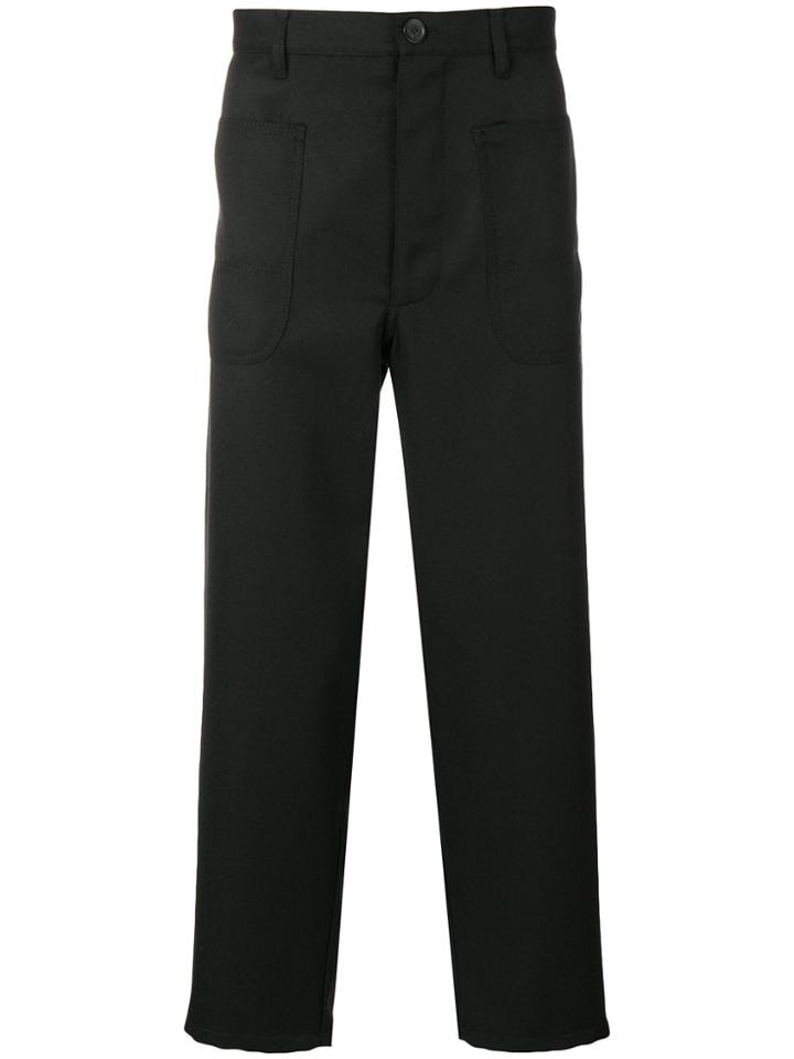 Comme Des Garçons Shirt Dropped-crotch Cropped Trousers - Black