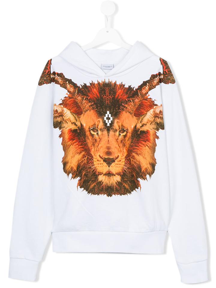 Marcelo Burlon County Of Milan Kids Lion Head Print Sweatshirt, Boy's, Size: 14 Yrs, White