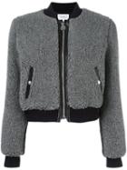 Carven Fluffy Bomber Jacket, Women's, Size: 38, Grey, Polyester/acetate/viscose/virgin Wool
