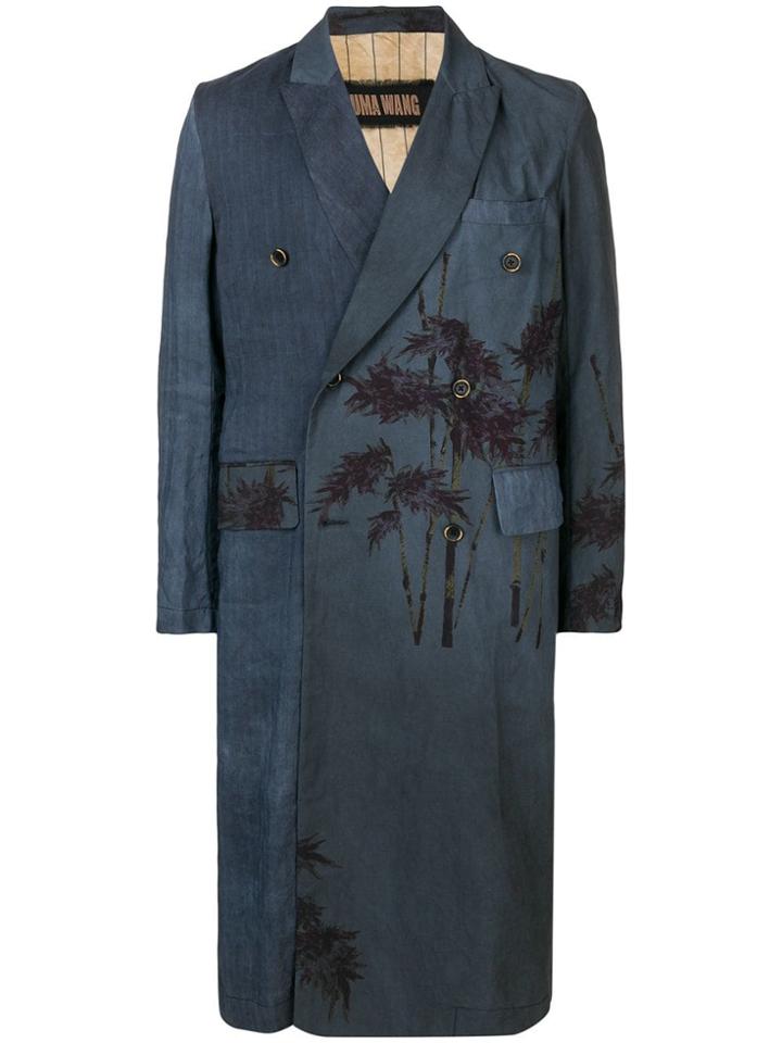Uma Wang Palm Tree Double-breasted Coat - Blue