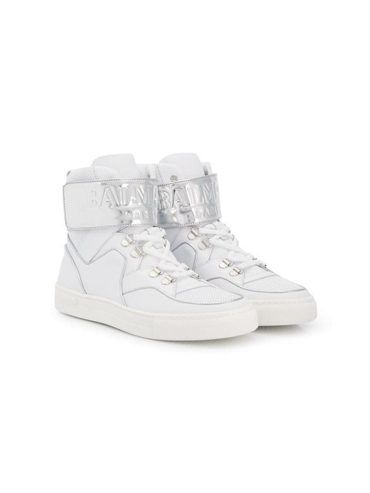 Balmain Kids Teen Hi-top Sneakers - White