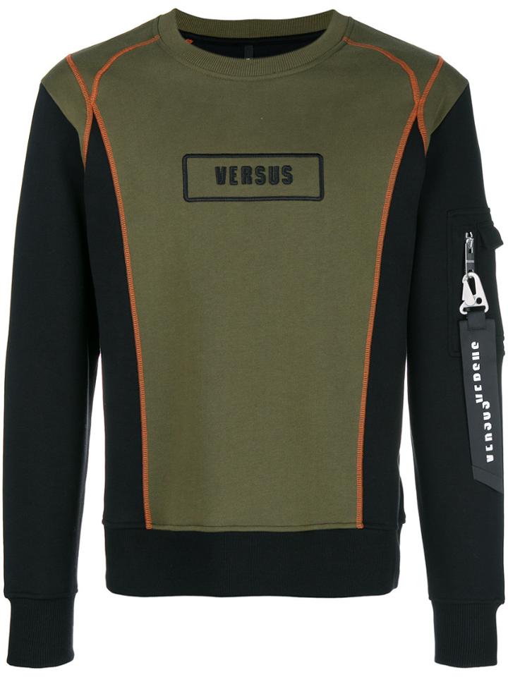 Versus Contrast Panel Logo Sweatshirt - Green