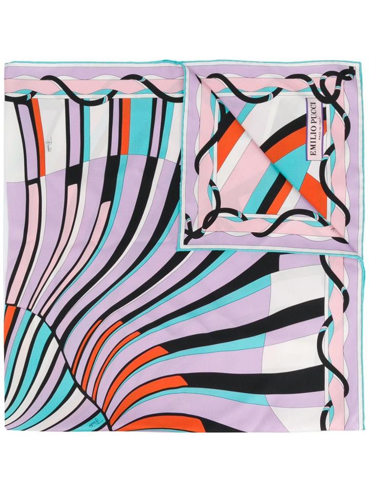 Emilio Pucci Shell Print Silk-twill Scarf - Purple