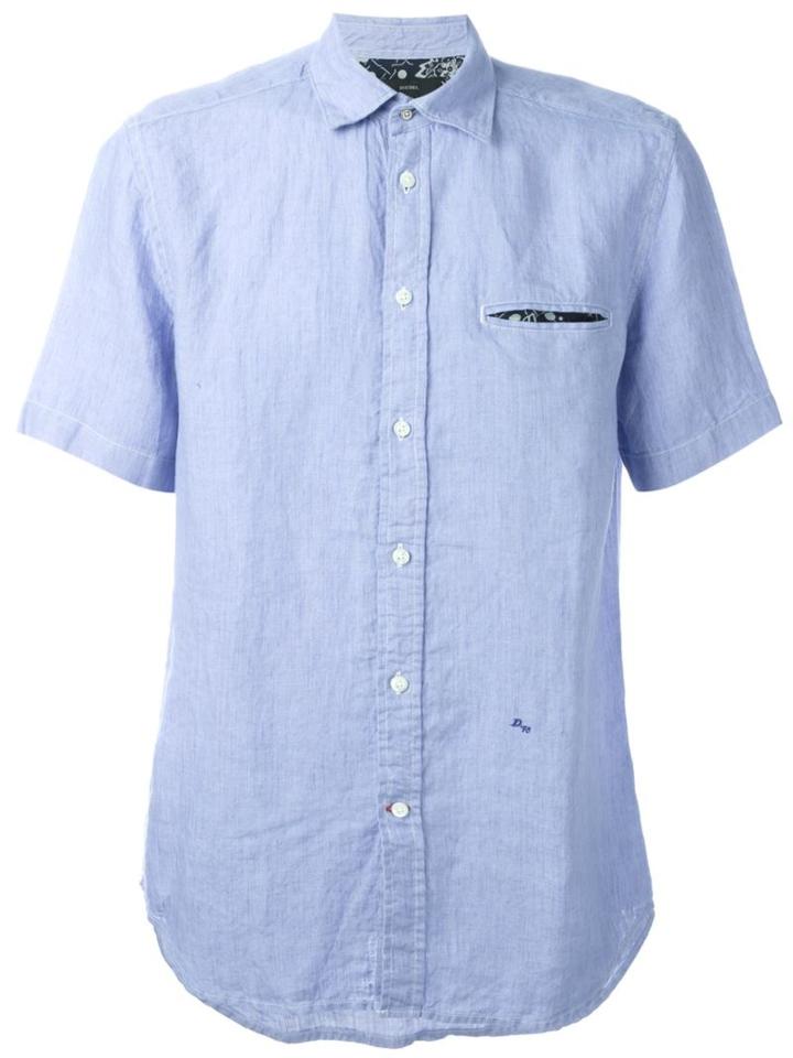 Diesel S-emiko Shirt, Men's, Size: Xl, Blue, Linen/flax/viscose