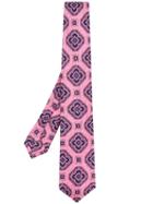 Kiton Geometric Patterned Tie - Pink