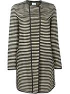 Akris Striped Coat, Women's, Size: 40, Black, Cotton/silk/viscose