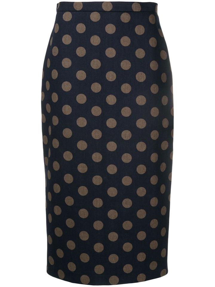 Max Mara Polka-dot Pencil Skirt - Blue