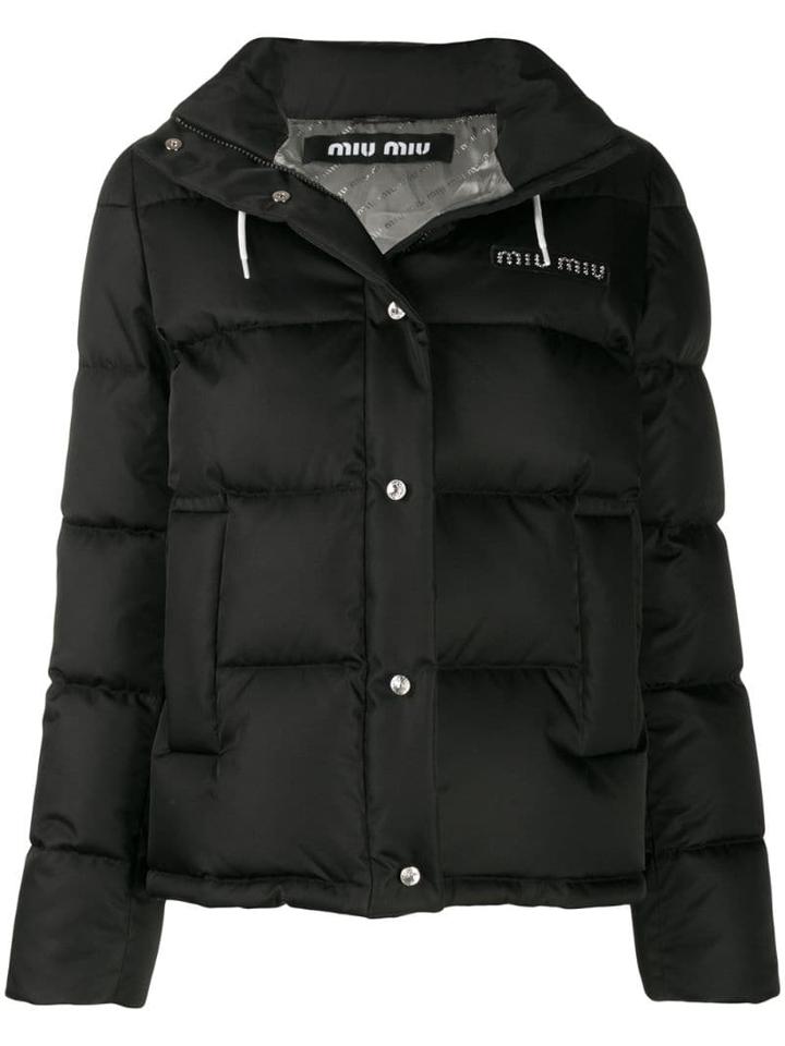 Miu Miu Logo Puffer Jacket - Black