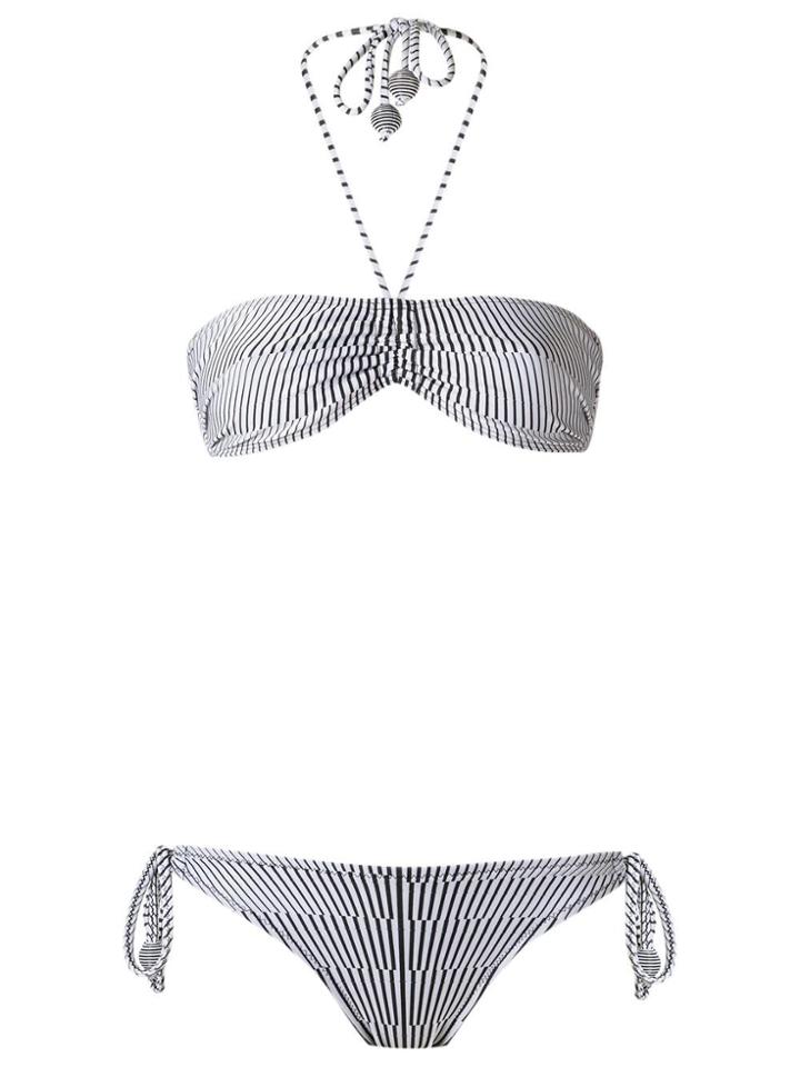 Amir Slama Striped Bandeau Bikini Set - White