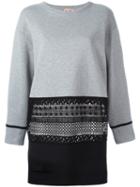 No21 Embroidered Sweatshirt Dress, Women's, Size: 42, Grey, Cotton/polyester/acetate/silk