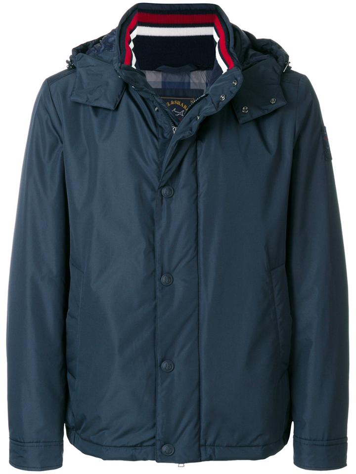 Paul & Shark Hooded Button Up Jacket - Blue