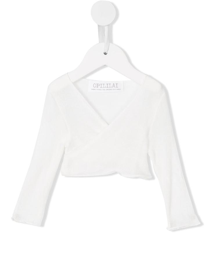 Opililai - Cropped V-neck Top - Kids - Spandex/elastane/viscose - 9 Mth, White