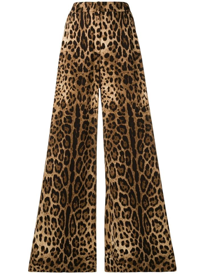 Dolce & Gabbana Leopard Print Flared Trousers - Brown