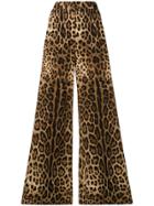 Dolce & Gabbana Leopard Print Flared Trousers - Brown