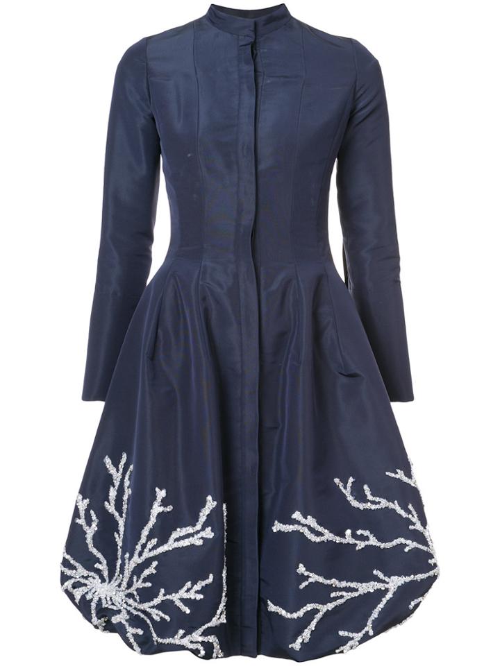 Oscar De La Renta Sequin-embroidered Bubble-hem Shirt Dress - Blue