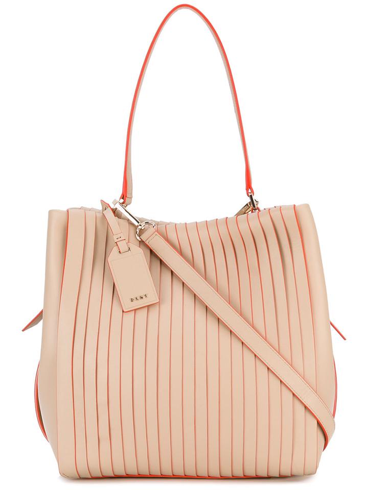Dkny - Medium Pleated Tote - Women - Leather - One Size, Nude/neutrals, Leather