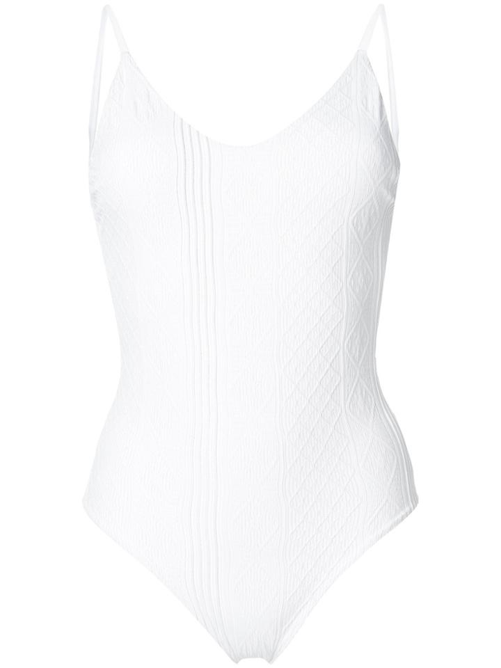 Fisico Cable Detail Swimsuit - White