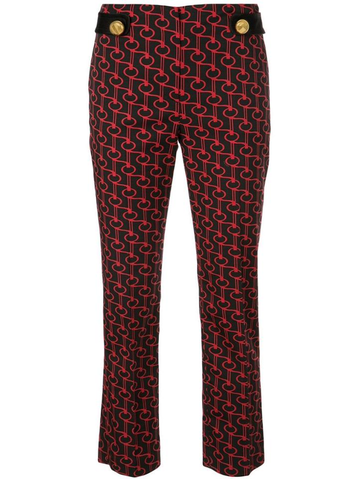 Prada Chain Print Cropped Trousers - Black