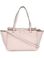 Valentino - 'rockstud' Trapeze Tote - Women - Calf Leather/metal (other) - One Size, Pink/purple, Calf Leather/metal (other)