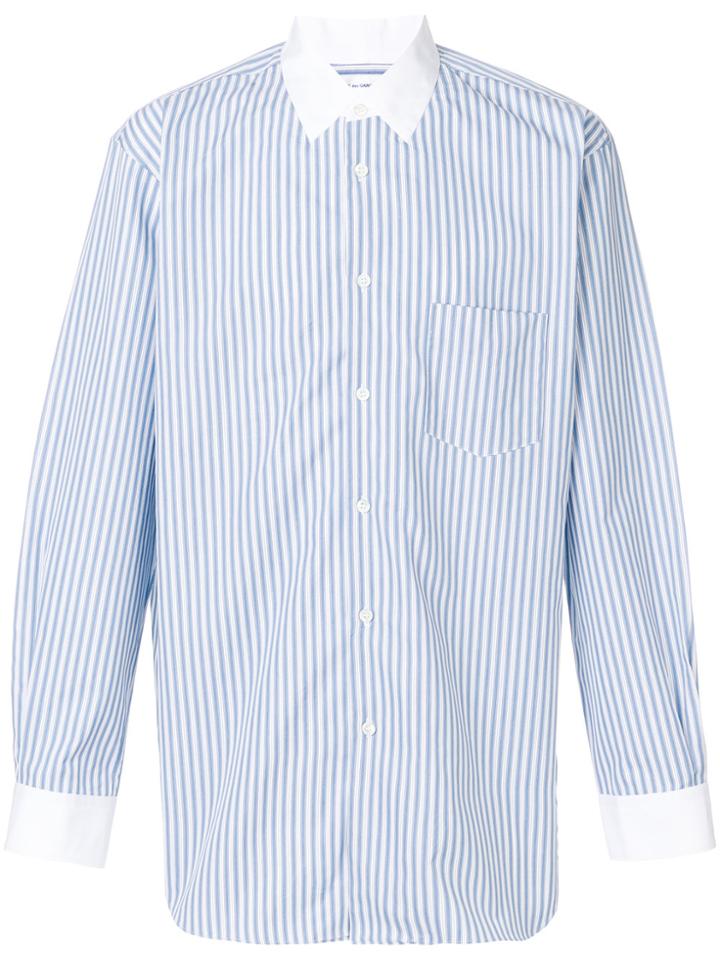 Comme Des Garçons Shirt Boys Contrasting Collar Striped Shirt - Blue